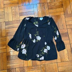 Maeve Black Floral Blouse